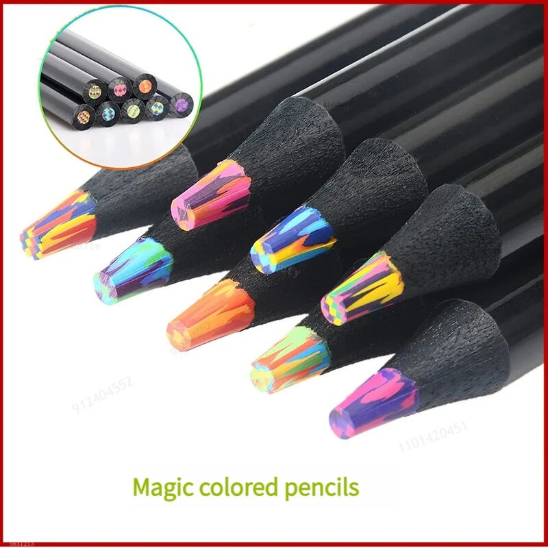 8pcs large rainbow pencils in different colors wooden colored rainbow pencils for kids adults multicolored pencils for drawing