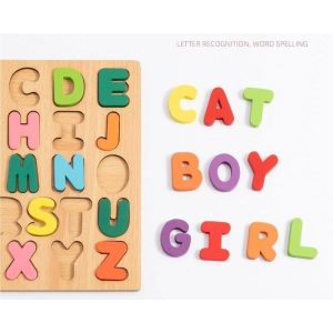 abc alphabet matching board puzzle geometric activity board montessori toys 3d early educational alphabet number wooden